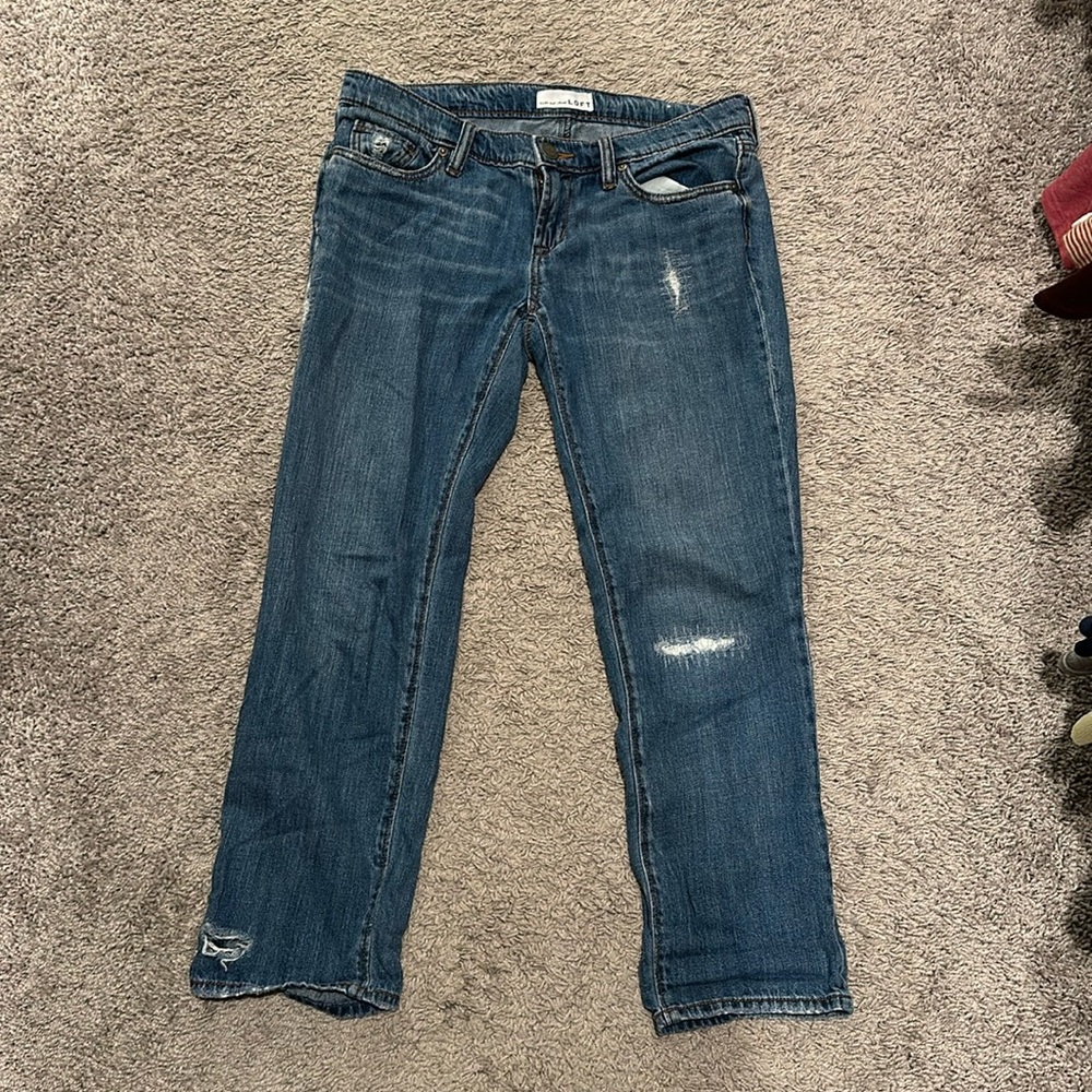 Loft Women's Distressed Boyfriend Jeans 25/0 with 25” inseam